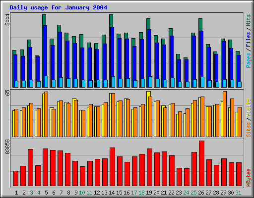 Daily usage for January 2004