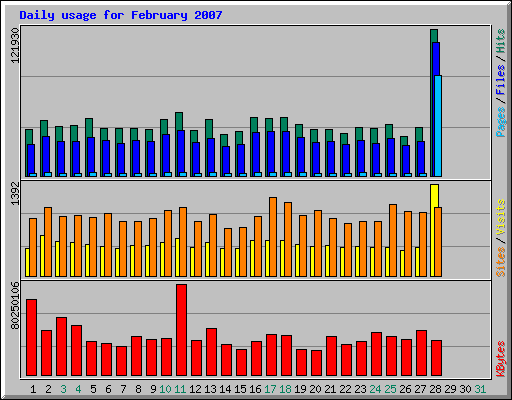 Daily usage for February 2007