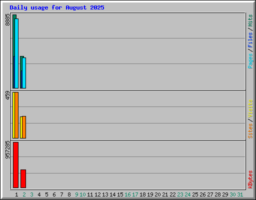 Daily usage for August 2025