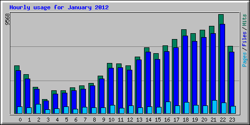 Hourly usage for January 2012